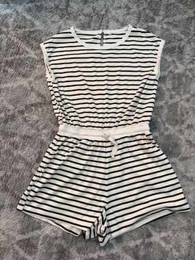 Women’s Black & White Striped Romper